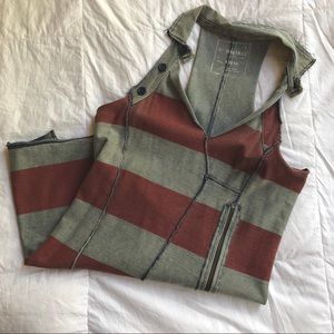 FREE PEOPLE | red stripe zip up shirt/dress